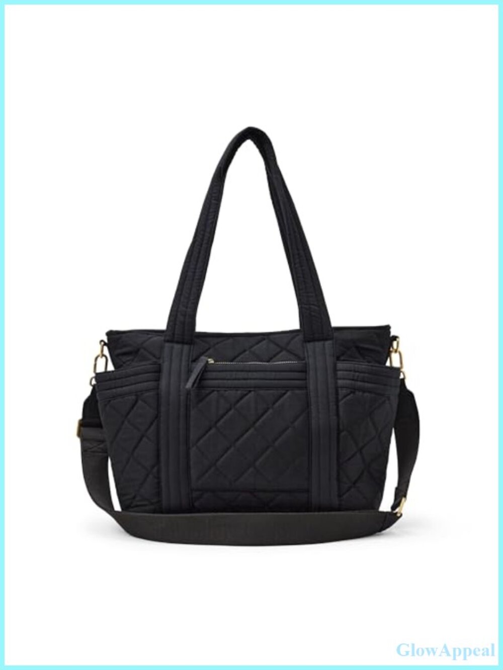 Quilted Cotton Tote Handbag Padded Handles Crossbody Strap